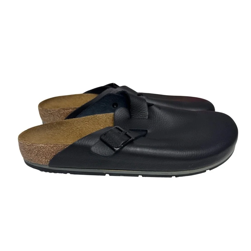 Birkenstock Boston Super Grip Mens Size 12 Black Leather Slip Resistant Clogs